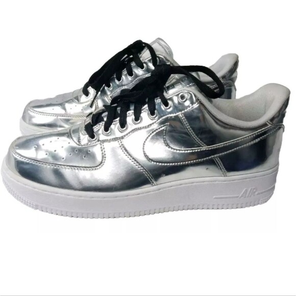 Nike Shoes - Nike Air Force 1 Low Metallic Chrome Womens Size 13.5 Shoes CQ6566-001 Silver